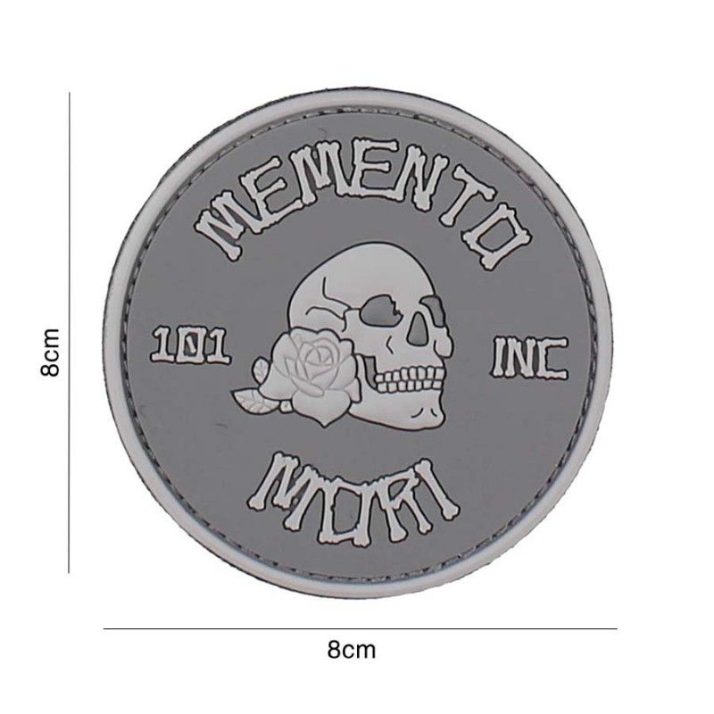 Embleem 3D PVC Memento Mori 101 INC rond #3103 grijs 