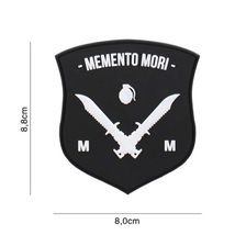 Embleem 3D PVC Memento Mori Shield Dolk #6110 zwart/wit 