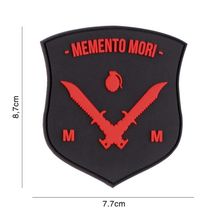 Embleem 3D PVC Memento Mori Shield Dolk #6109 zwart/rood/wit 