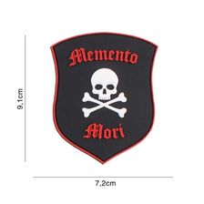 Embleem 3D PVC Memento Mori Shield Skull #6107 zwart/rood 