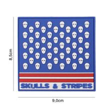 Embleem 3D PVC Skulls & Stripes #6143 vierkant 