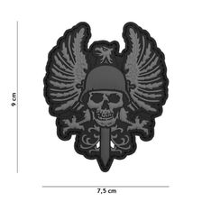 Embleem 3D PVC Spaanse Skull #1101 grijs 