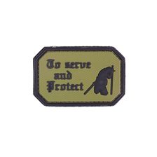 Embleem 3D PVC To serve and protect groen