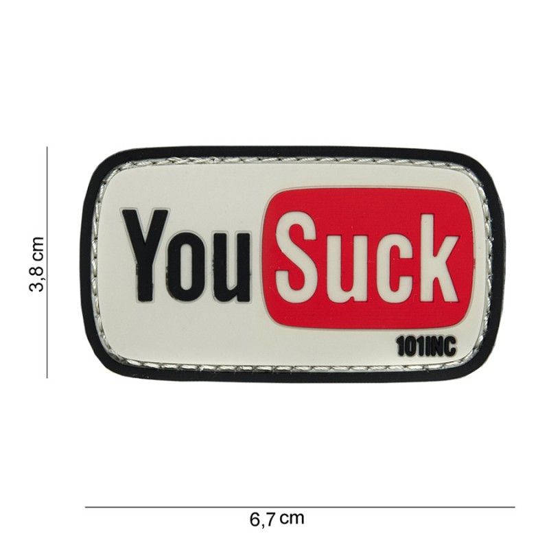 Embleem 3D PVC You Suck #14067 wit/zwart 