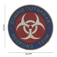 Embleem 3D PVC Zombie Outbreak Response Team #13007 rood 