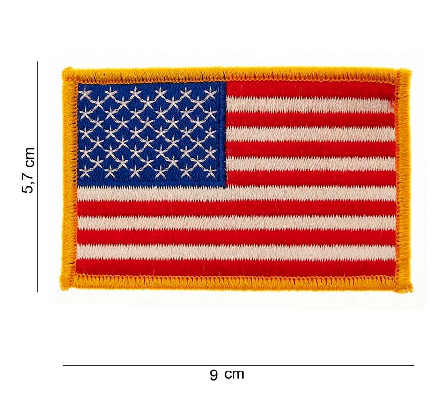 Embleem stof vlag USA gouden rand groot #1011