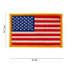 Embleem stof vlag USA gouden rand groot #1011