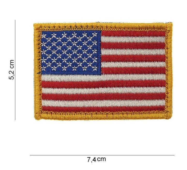 Embleem stof vlag USA gele rand met klitteband #1043 