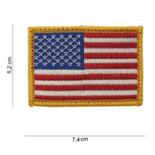 Embleem stof vlag USA gele rand met klitteband #1043 