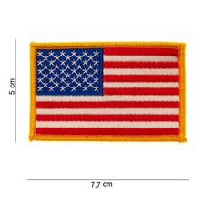 Embleem stof vlag USA gouden rand klein #1017