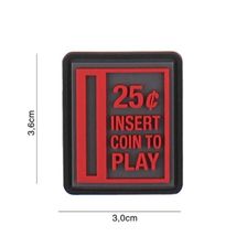 Embleem 3D PVC Insert coin to play #5099 rood 