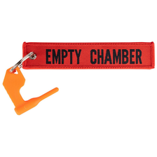 Sleutelhanger 'Empty chamber' met plug rood