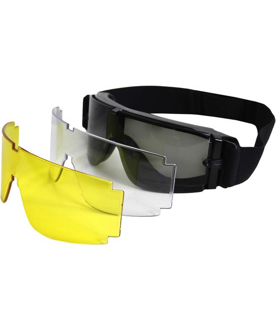 Aanvulling holte stereo Airsoft Goggles bril met verwisselbare glazen zwart