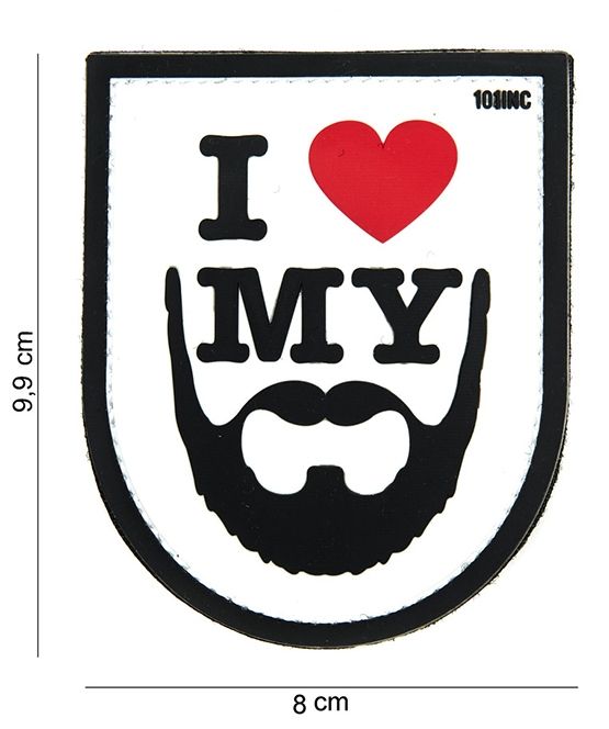Embleem 3D PVC I Love My Beard wit 