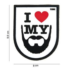 Embleem 3D PVC I Love My Beard wit