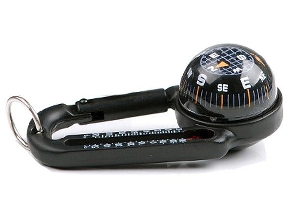 Karabijnhaak met kompas en thermometer 