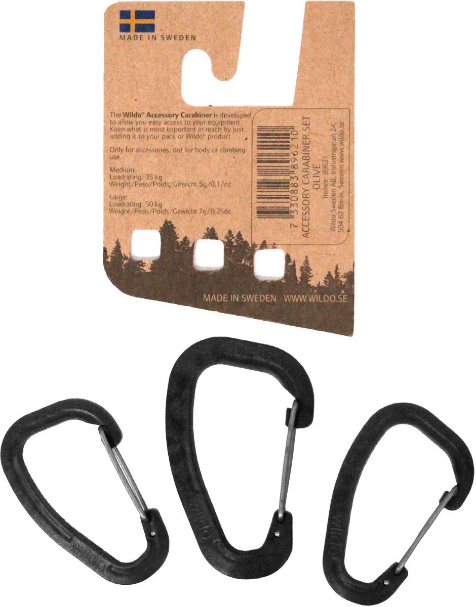 Karabijnhaak Wildo 3 stuks zwart
