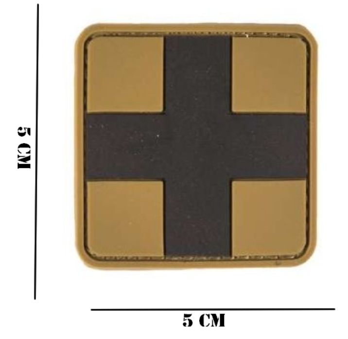 Embleem PVC Medic kruis 5 bij 5 Coyote