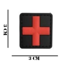 Embleem PVC Medic kruis 3 bij 3 zwart/rood