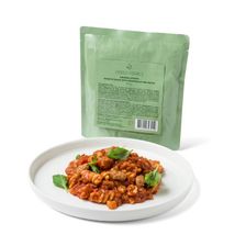 Gehaktballen in tom. saus en pasta