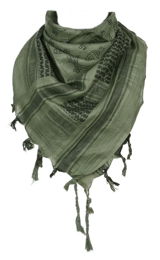 PLO sjaal handgranaat + zwaarden, groen/zwart 