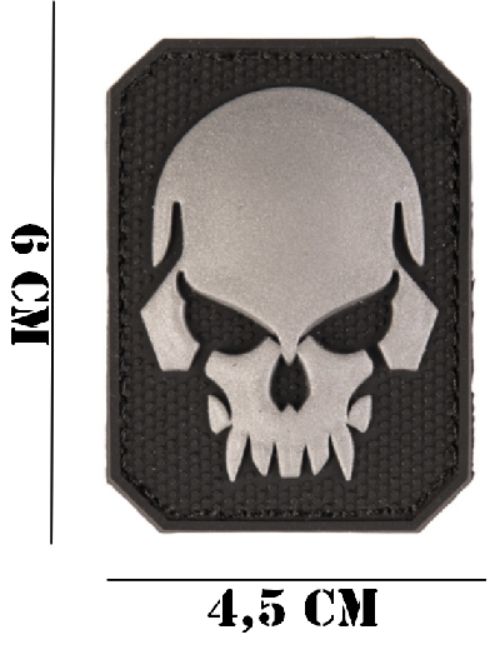 Embleem PVC Skull 4.5 x 6 zwart