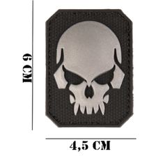 Embleem PVC Skull 4.5 x 6 zwart