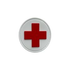 Embleem PVC Medic kruis 6 rond wit/rood