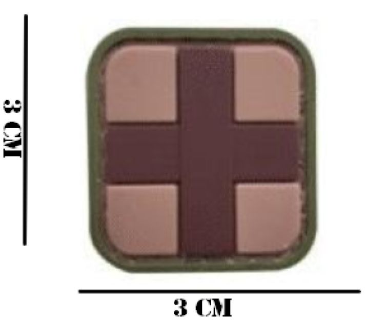 Embleem PVC Medic kruis 3 bij 3 Coyote