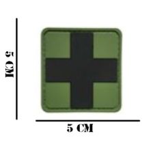 Embleem PVC Medic kruis 5 bij 5 groen/zwart