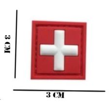 Embleem PVC Medic kruis 3 bij 3 rood/wit