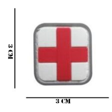 Embleem PVC Medic kruis 3 bij 3 wit/rood