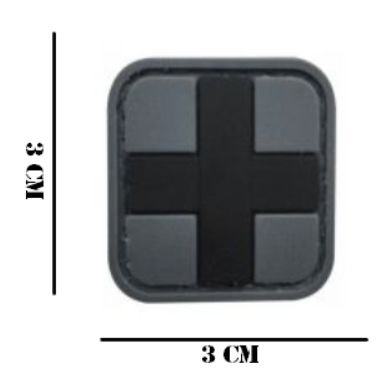 Embleem PVC Medic kruis 3 bij 3  grijs/zwart