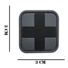 Embleem PVC Medic kruis 3 bij 3  grijs/zwart