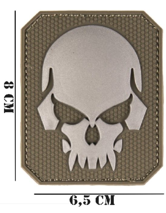 Embleem PVC Skull 6.5 bij 8 groen