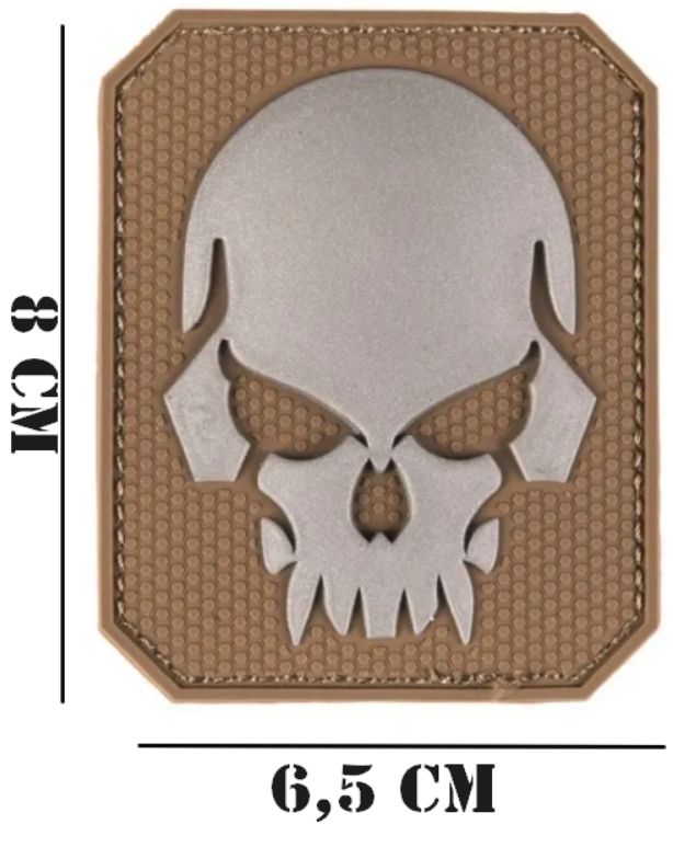 Embleem PVC Skull met klittenband 6.5 bij 8 Coyote