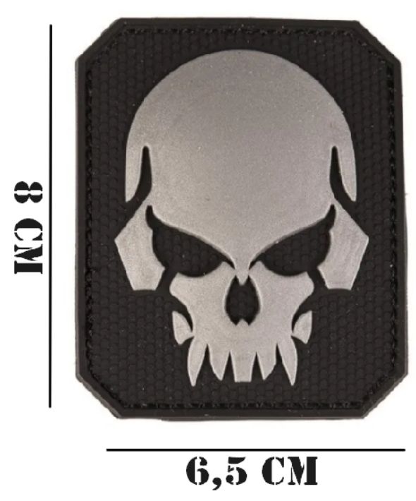 Embleem PVC Skull met klittenband 6.5 bij 8 zwart