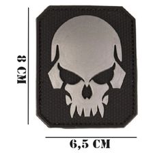 Embleem PVC Skull met klittenband 6.5 bij 8 zwart