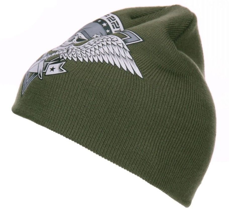 Beanie skull & wings groen 