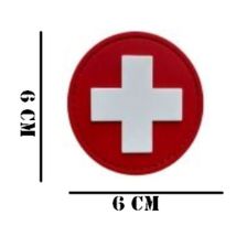 Embleem PVC Medic kruis 6 rond rood/wit