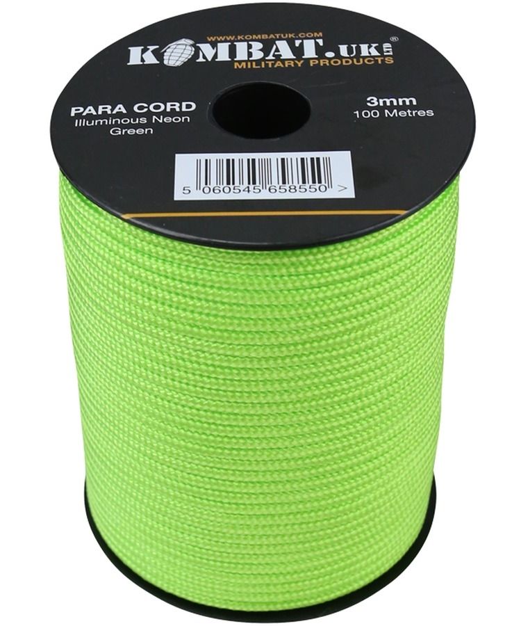 Parakoord 3 mm op 100 meter rol neon groen