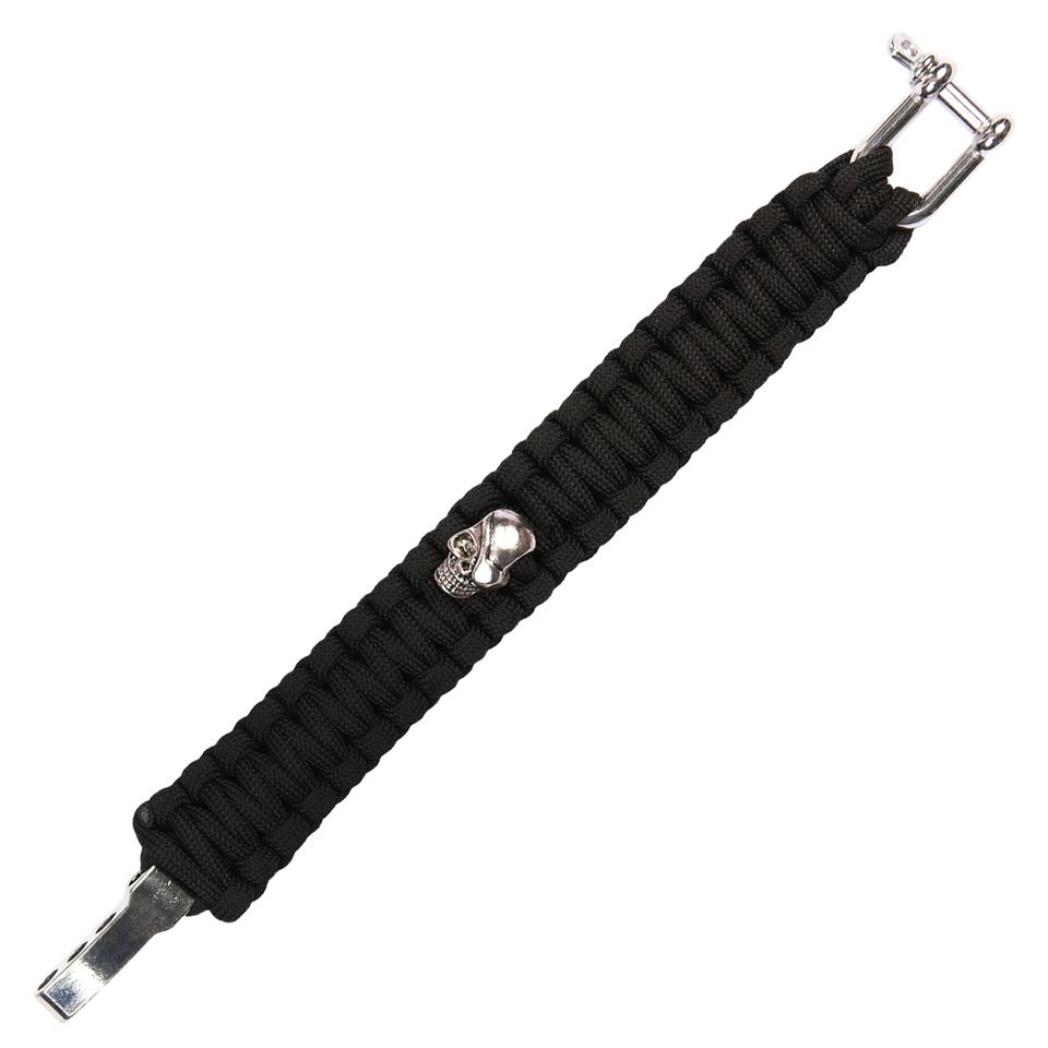 Armband parakoord metalen gesp Skull 20 cm zwart