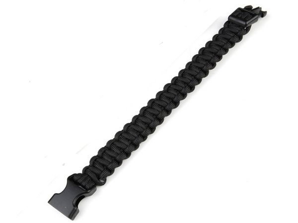 Armband parakoord met plastic sluiting, 20 mm breed, zwart