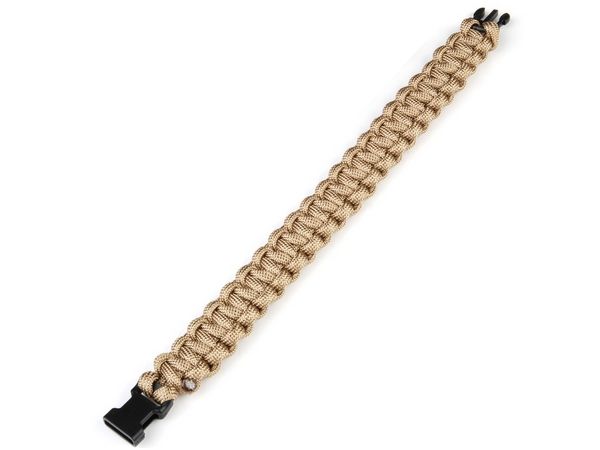 Armband parakoord met plastic sluiting, 15 mm breed, khaki