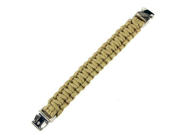 Armband parakoord met metalen klik sluiting, 23 mm breed, Coyote