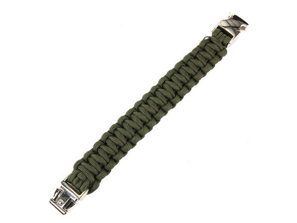 Armband parakoord met metalen klik sluiting, 23 mm breed, groen
