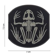 Embleem 3D PVC Frog skeleton zwart grijs