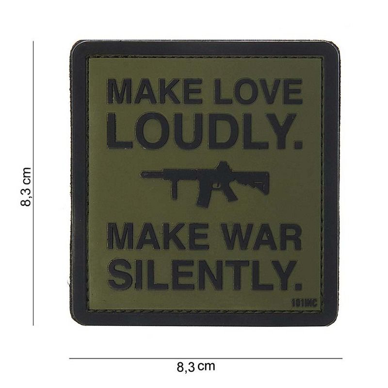 Embleem 3D PVC Make love loudly groen