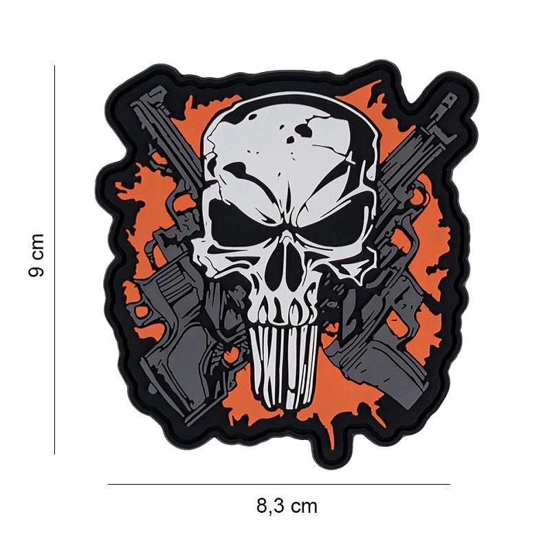 Embleem 3D PVC Punish skull crossed guns