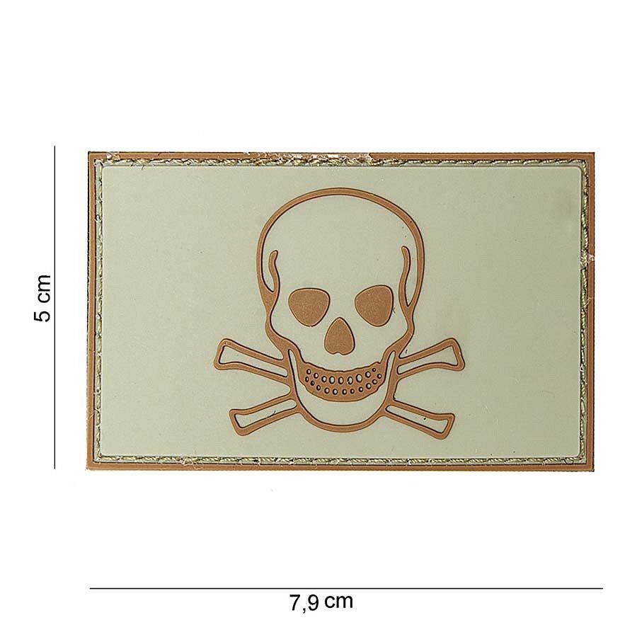 Embleem 3D PVC Skull and Bones beige
